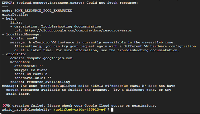 ZoneResourcePoolExhausted